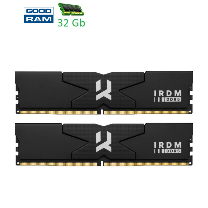 Модульпам'ятідлякомп'ютераDDR532GB(2x16GB)6400MHzIRDMBlackGoodram(IR-6400D564L32S/32GDC)