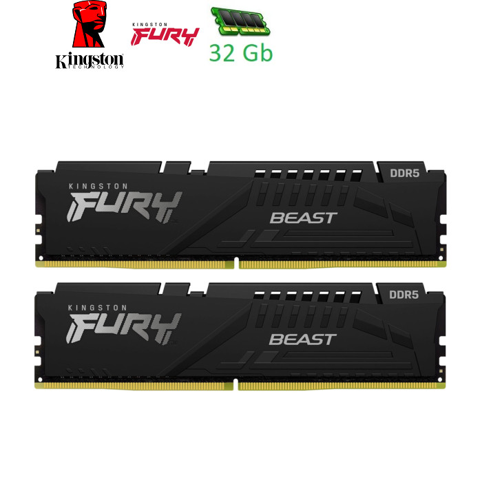 Модульпам'ятідлякомп'ютераDDR532GB(2x16GB)6000MHzBeastBlackEXPOKingstonFury(ex.HyperX)(KF560C30BBEK2-32)